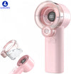 Loyoyo 2-in-1 Handheld Misting & Desk Fan, 5 Speeds Rechargeable, LED Display, Brushless Motor, Detachable Water Tank – Pink