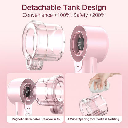Loyoyo 2-in-1 Handheld Misting & Desk Fan, 5 Speeds Rechargeable, LED Display, Brushless Motor, Detachable Water Tank – Pink