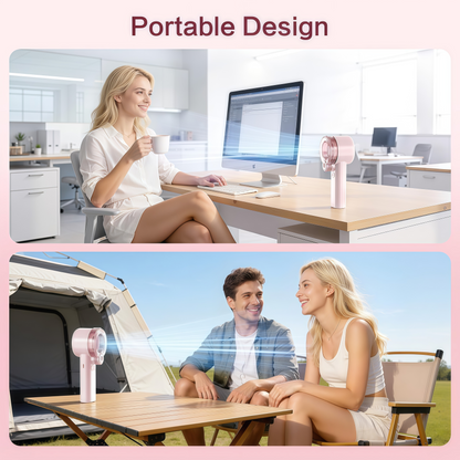 Loyoyo 2-in-1 Handheld Misting & Desk Fan, 5 Speeds Rechargeable, LED Display, Brushless Motor, Detachable Water Tank – Pink