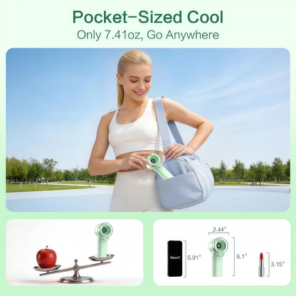 Loyoyo 2-in-1 Handheld Misting & Desk Fan, 5 Speeds Rechargeable, LED Display, Brushless Motor, Detachable Water Tank – Green