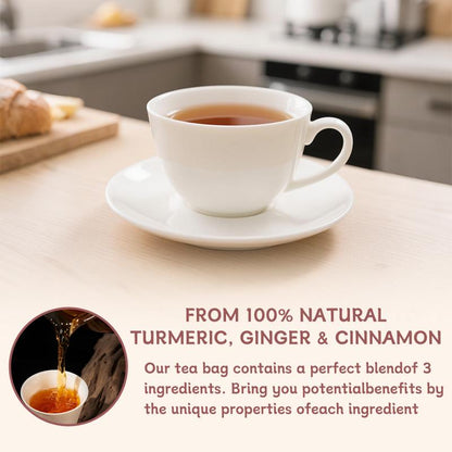 Turmeric Tea with Spices Turmeric, Ginger, Cinnamon. 100% natural, pure, powdered, dairy-free, sugar-free.  Vegan, gluten-free, keto-friendly, caffeine-free.Tea 60 Bags herbal remedy  Christmas Thanksgiving Value Pa