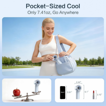 Loyoyo 2-in-1 Handheld Misting & Desk Fan, 5 Speeds Rechargeable, LED Display, Brushless Motor, Detachable Water Tank – Blue