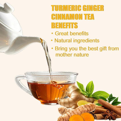 Turmeric Tea with Spices Turmeric, Ginger, Cinnamon. 100% natural, pure, powdered, dairy-free, sugar-free.  Vegan, gluten-free, keto-friendly, caffeine-free.Tea 60 Bags herbal remedy  Christmas Thanksgiving Value Pa