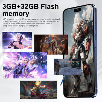 2026 Loyoyo New 15 Pro Max 4G Smartphone,  with 6.8-inch HD Large Screen, 3+32GB Large storage, 2+16MP Dual Cameras, 2 SIM cards, Perfect Performance