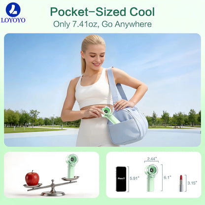 Loyoyo 2-in-1 Handheld Misting & Desk Fan, 5 Speeds Rechargeable, LED Display, Brushless Motor, Detachable Water Tank – Green - LOYOYO Tech