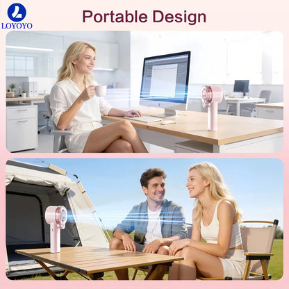 Loyoyo 2-in-1 Handheld Misting & Desk Fan, 5 Speeds Rechargeable, LED Display, Brushless Motor, Detachable Water Tank – Pink - LOYOYO Tech