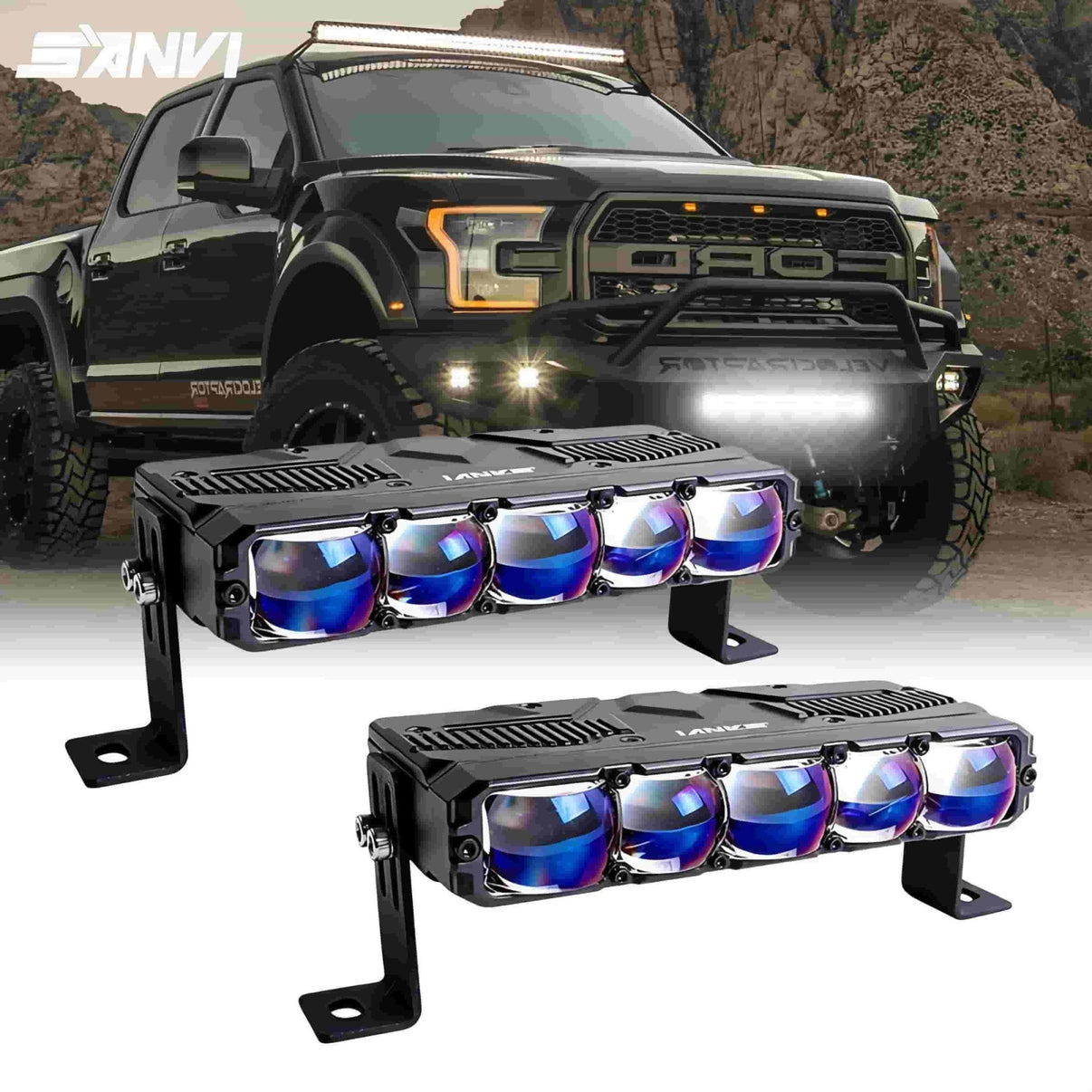 Loyoyo 5.5" 108W 9200Lux LED Fog Light Bar - White/Yellow, 2Pcs with Mount Kit for Motorcycle Car Truck ATV UTV - LOYOYO Tech